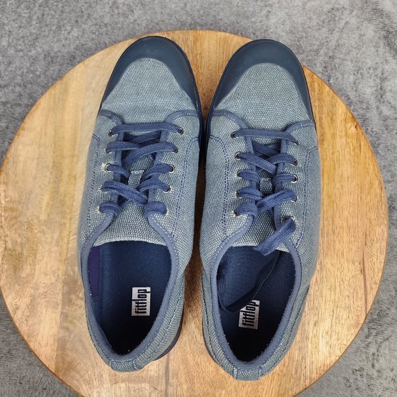 Fitflop Christophe Casual Shoes Men's Size 11 Blue Canvas Cap Toe Sneakers - Picture 5 of 10